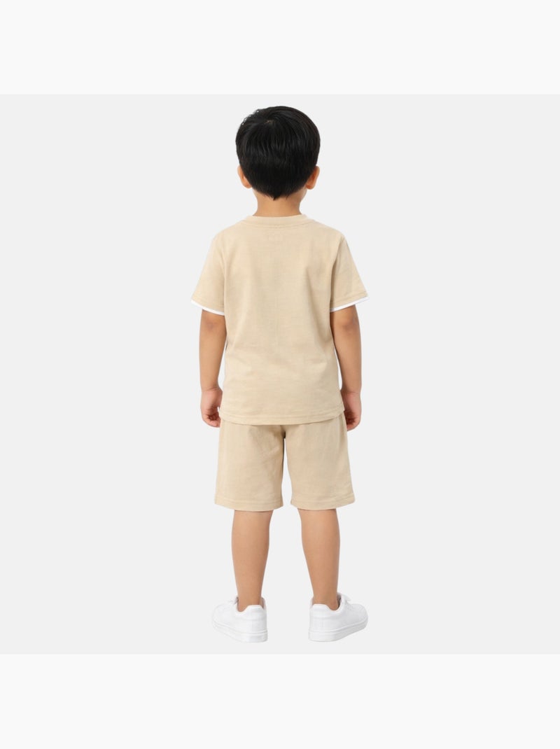 Lee Cooper - Conjunto niño compuesto por camiseta de manga corta y pantalón corto Beige - Kiabi