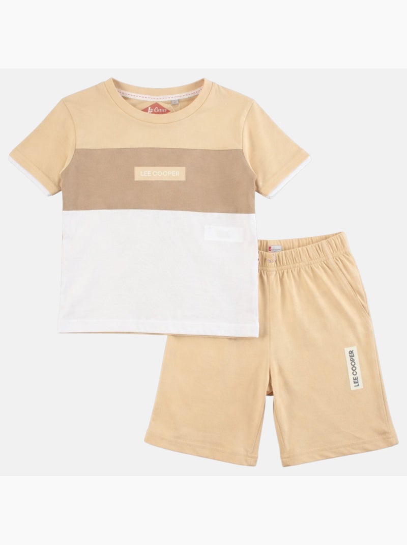 Lee Cooper - Conjunto niño compuesto por camiseta de manga corta y pantalón corto Beige - Kiabi
