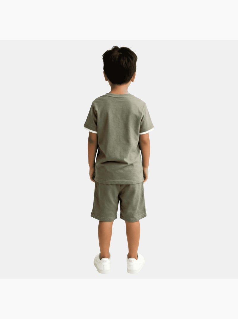 Lee Cooper - Conjunto niño compuesto por camiseta de manga corta y pantalón corto Caqui - Kiabi