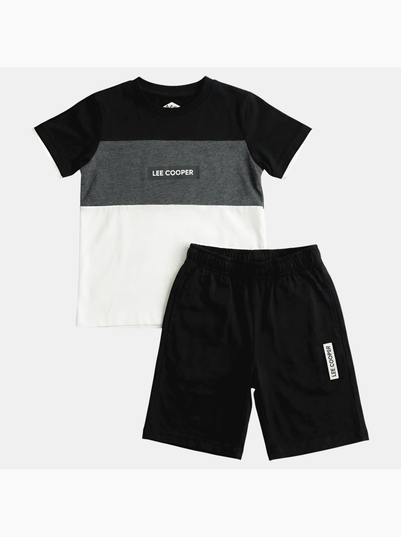 Lee Cooper - Conjunto niño compuesto por camiseta de manga corta y pantalón corto Negro - Kiabi