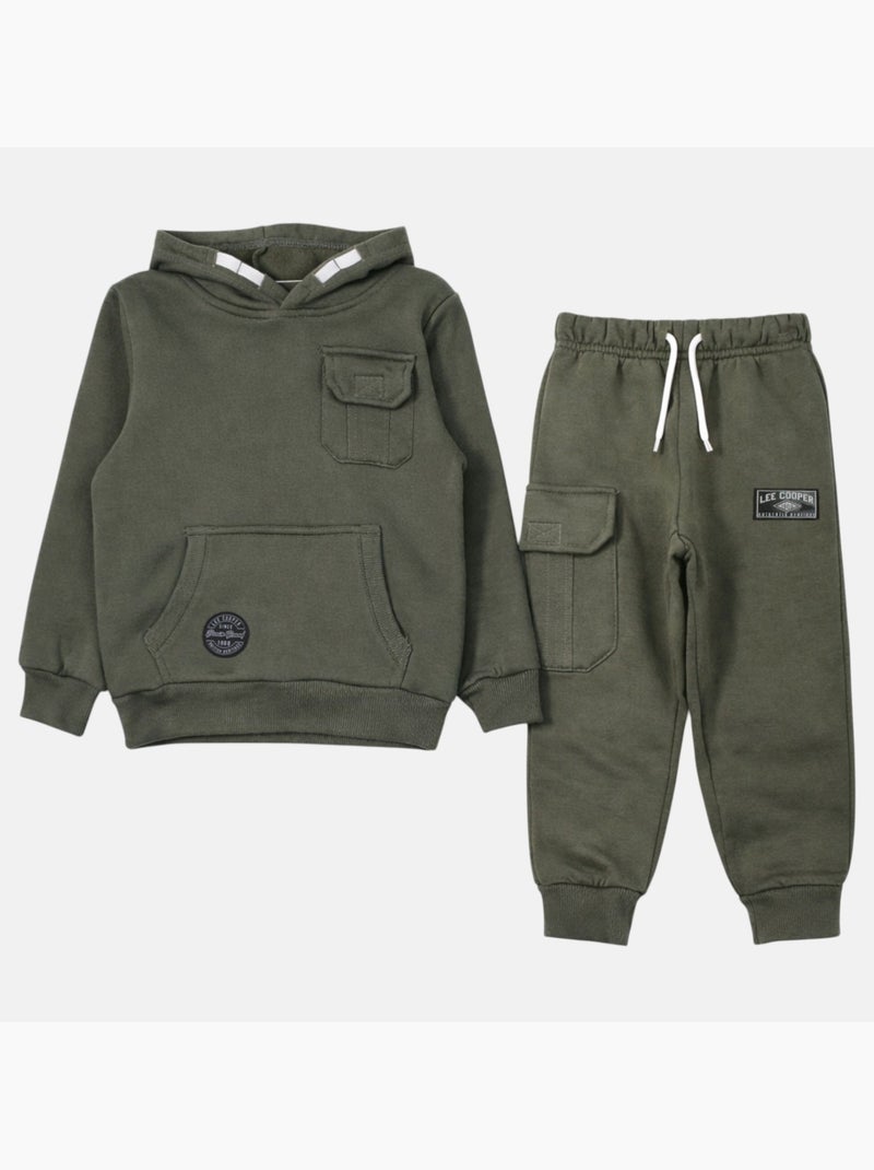 Lee Cooper - Conjunto niño compuesto por sudadera con capucha y pantalón Caqui - Kiabi