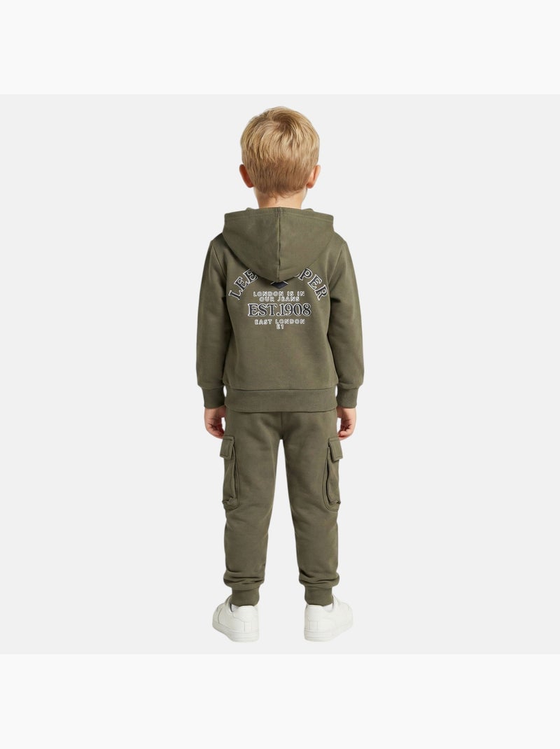 Lee Cooper - Conjunto niño compuesto por sudadera con capucha y pantalón Caqui - Kiabi