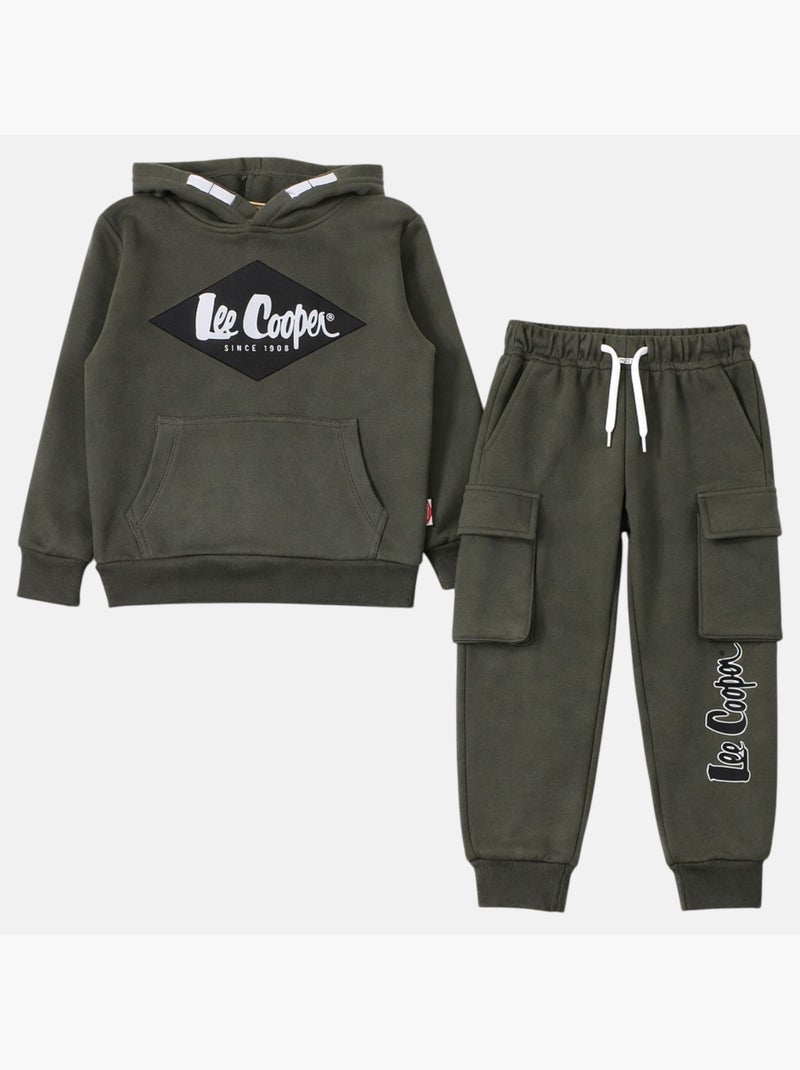 Lee Cooper - Conjunto niño compuesto por sudadera con capucha y pantalón Caqui - Kiabi
