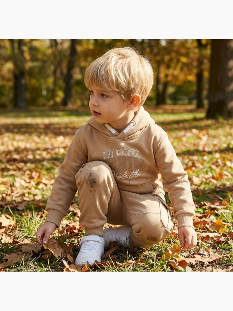 Lee Cooper - Conjunto niño compuesto por sudadera con capucha y pantalón cargo Beige - Kiabi
