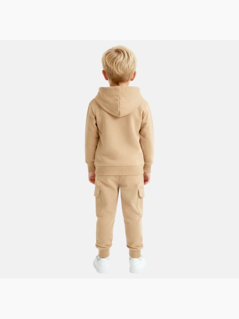 Lee Cooper - Conjunto niño compuesto por sudadera con capucha y pantalón cargo Beige - Kiabi