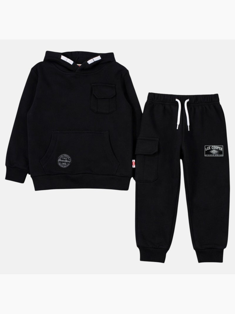 Lee Cooper - Conjunto niño compuesto por sudadera con capucha y pantalón Negro - Kiabi