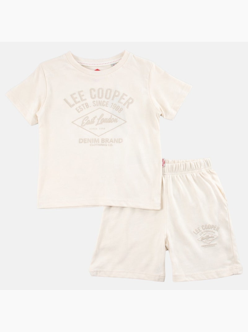 Lee Cooper - Conjunto niño compuesto por una camiseta de manga corta y un short Beige - Kiabi