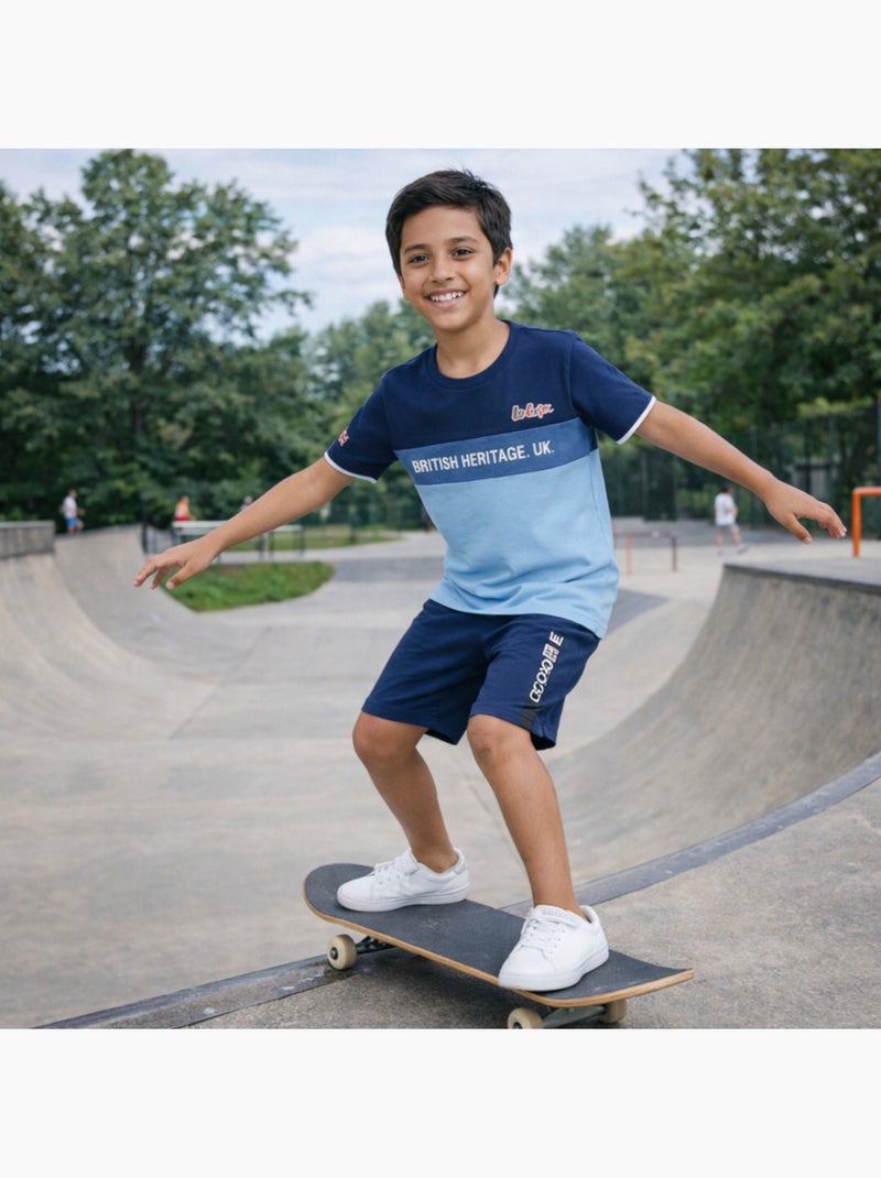 Lee Cooper - Conjunto niño con camiseta de manga corta y pantalón corto Azul marino - Kiabi
