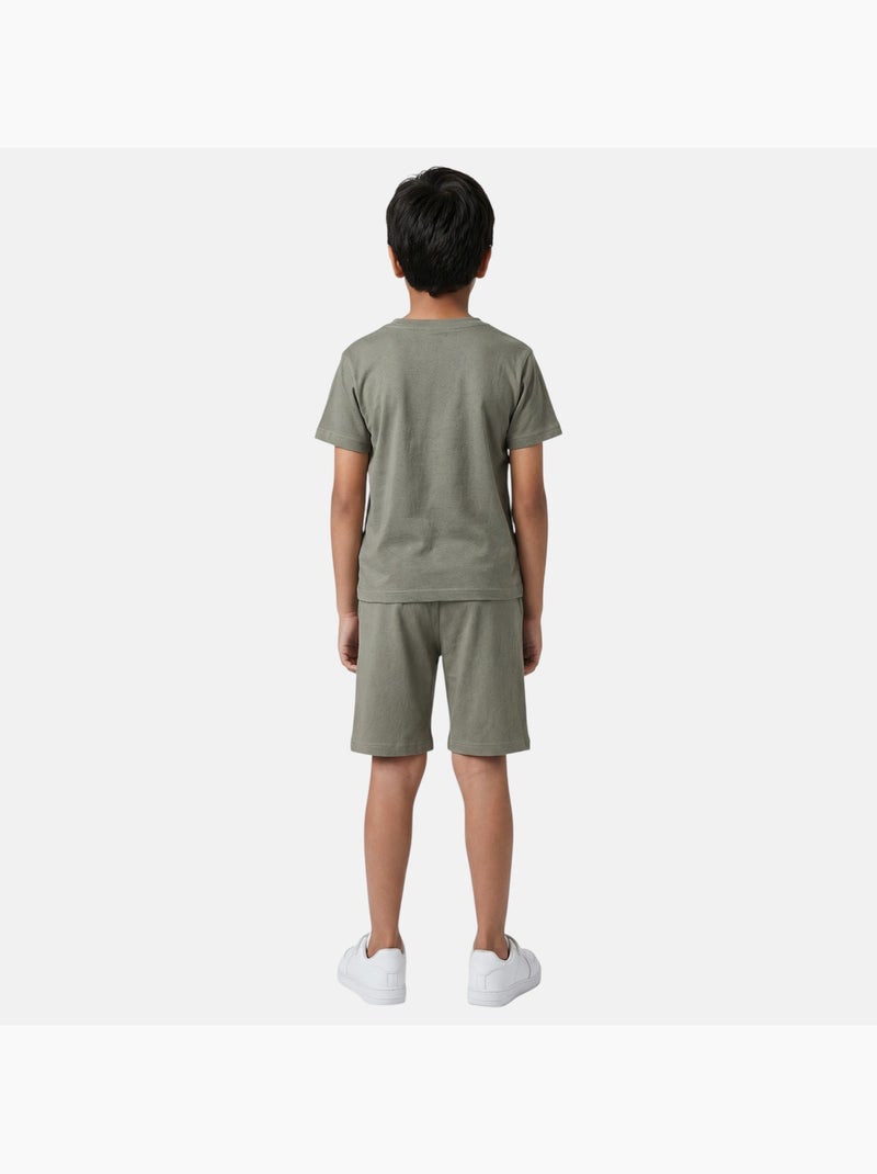 Lee Cooper - Conjunto niño con camiseta de manga corta y pantalón corto Caqui - Kiabi