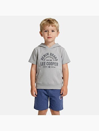 Lee Cooper - Conjunto niño sudadera con capucha de manga corta y pantalón corto