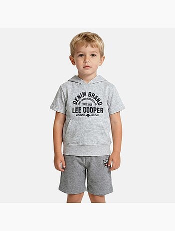 Lee Cooper - Conjunto niño sudadera con capucha de manga corta y pantalón corto