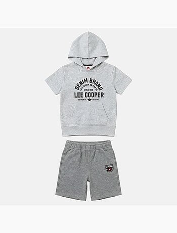 Lee Cooper - Conjunto niño sudadera con capucha de manga corta y pantalón corto