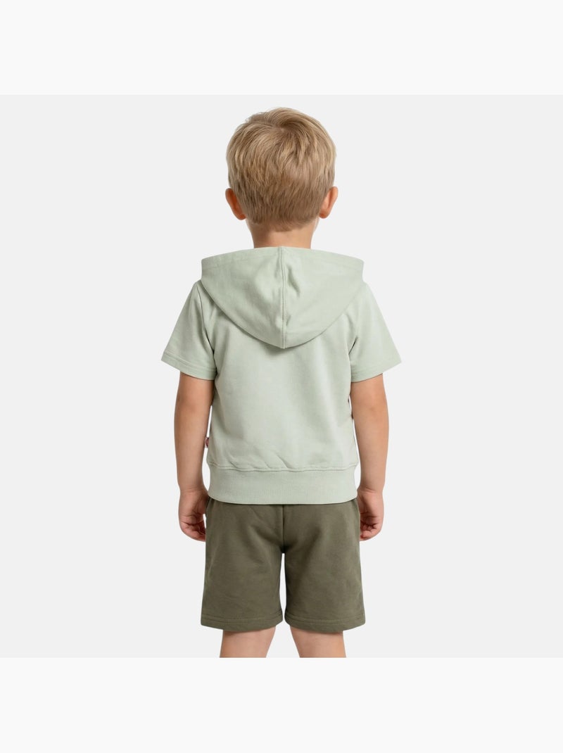 Lee Cooper - Conjunto niño sudadera con capucha de manga corta y pantalón corto Verde - Kiabi