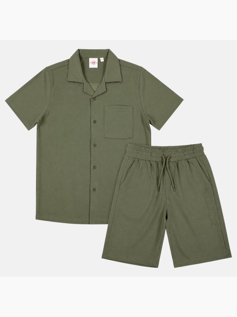 Lee Cooper - Conjunto para hombre LEE COOPER compuesto por camisa de manga corta y short a juego Caqui - Kiabi