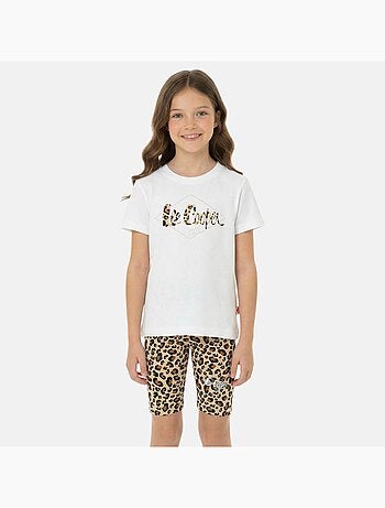 Lee Cooper - Conjunto para niña camiseta de manga corta y short con estampado de leopardo