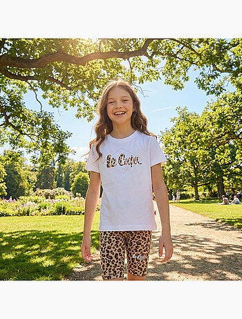 Lee Cooper - Conjunto para niña camiseta de manga corta y short con estampado de leopardo