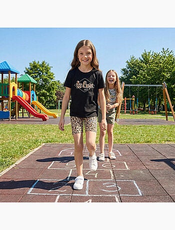 Lee Cooper - Conjunto para niña camiseta de manga corta y short con estampado de leopardo