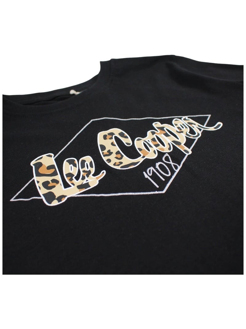 Lee Cooper - Conjunto para niña camiseta de manga corta y short con estampado de leopardo Negro - Kiabi