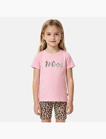 Lee Cooper - Conjunto para niña camiseta de manga corta y short con estampado de leopardo