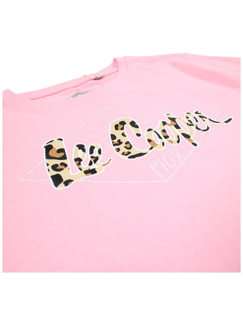 Lee Cooper - Conjunto para niña camiseta de manga corta y short con estampado de leopardo Rosa claro - Kiabi