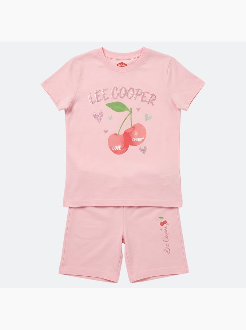 Lee Cooper - Conjunto para niña camiseta de manga corta y short Rosa claro - Kiabi