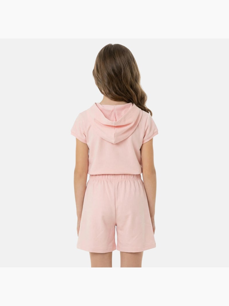 Lee Cooper - Conjunto para niña sudadera con capucha de manga corta y falda pantalón Rosa claro - Kiabi