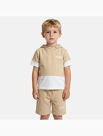 Lee Cooper - Conjunto para niño sudadera con capucha de manga corta y bermuda