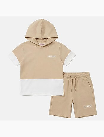 Lee Cooper - Conjunto para niño sudadera con capucha de manga corta y bermuda