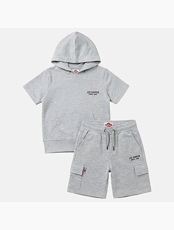Lee Cooper - Conjunto para niño sudadera con capucha de manga corta y bermuda