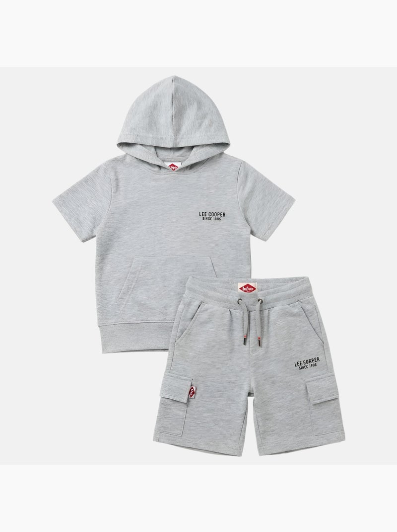 Lee Cooper - Conjunto para niño sudadera con capucha de manga corta y bermuda Gris - Kiabi