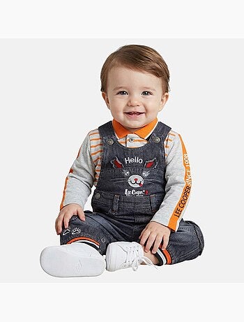 Lee Cooper - Conjunto polo de manga larga con peto bebé
