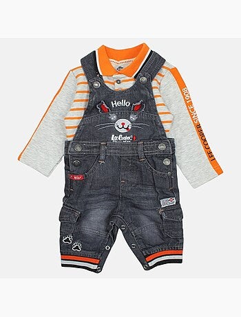 Lee Cooper - Conjunto polo de manga larga con peto bebé