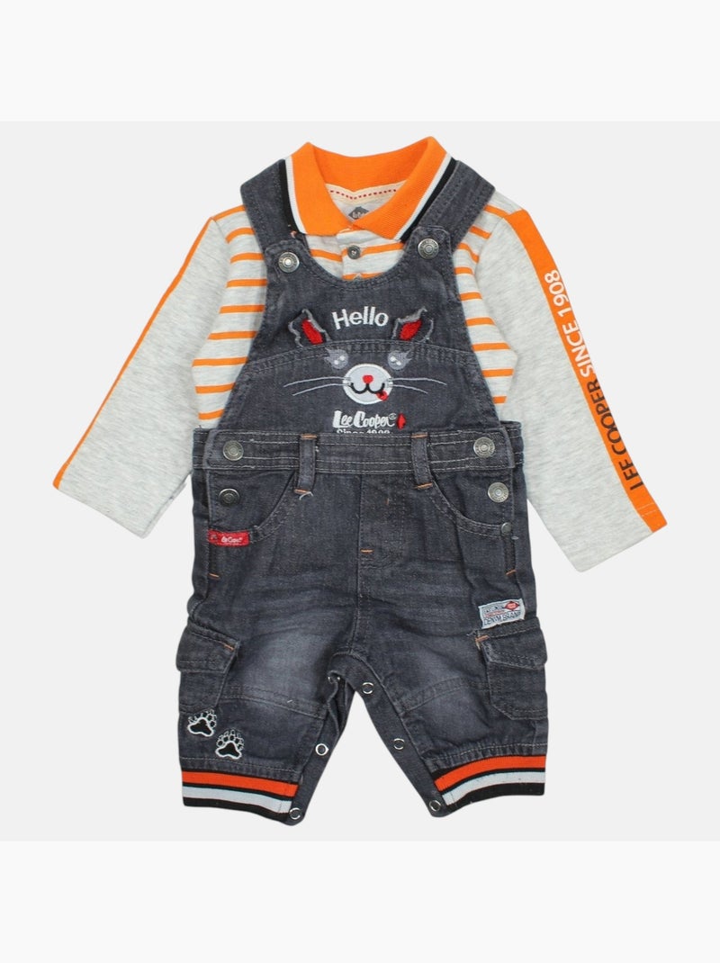 Lee Cooper - Conjunto polo de manga larga con peto bebé Naranja - Kiabi