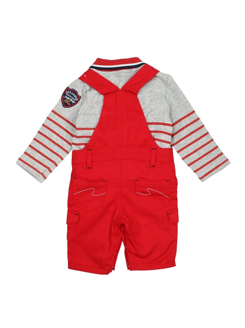 Lee Cooper - Conjunto polo de manga larga con peto bebé Rojo - Kiabi