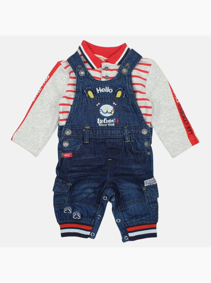 Lee Cooper - Conjunto polo de manga larga con peto bebé Rojo - Kiabi