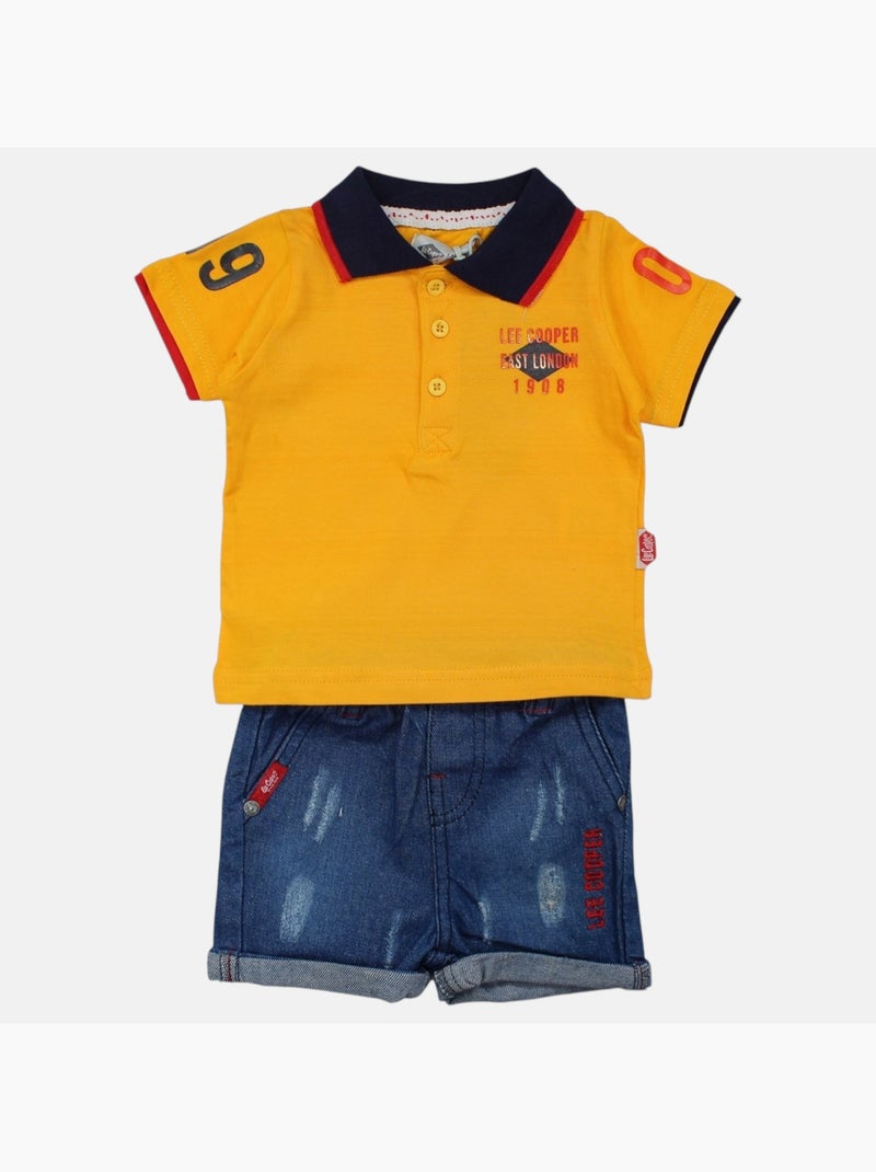 Lee Cooper - Conjunto polo y short bebé Amarillo - Kiabi