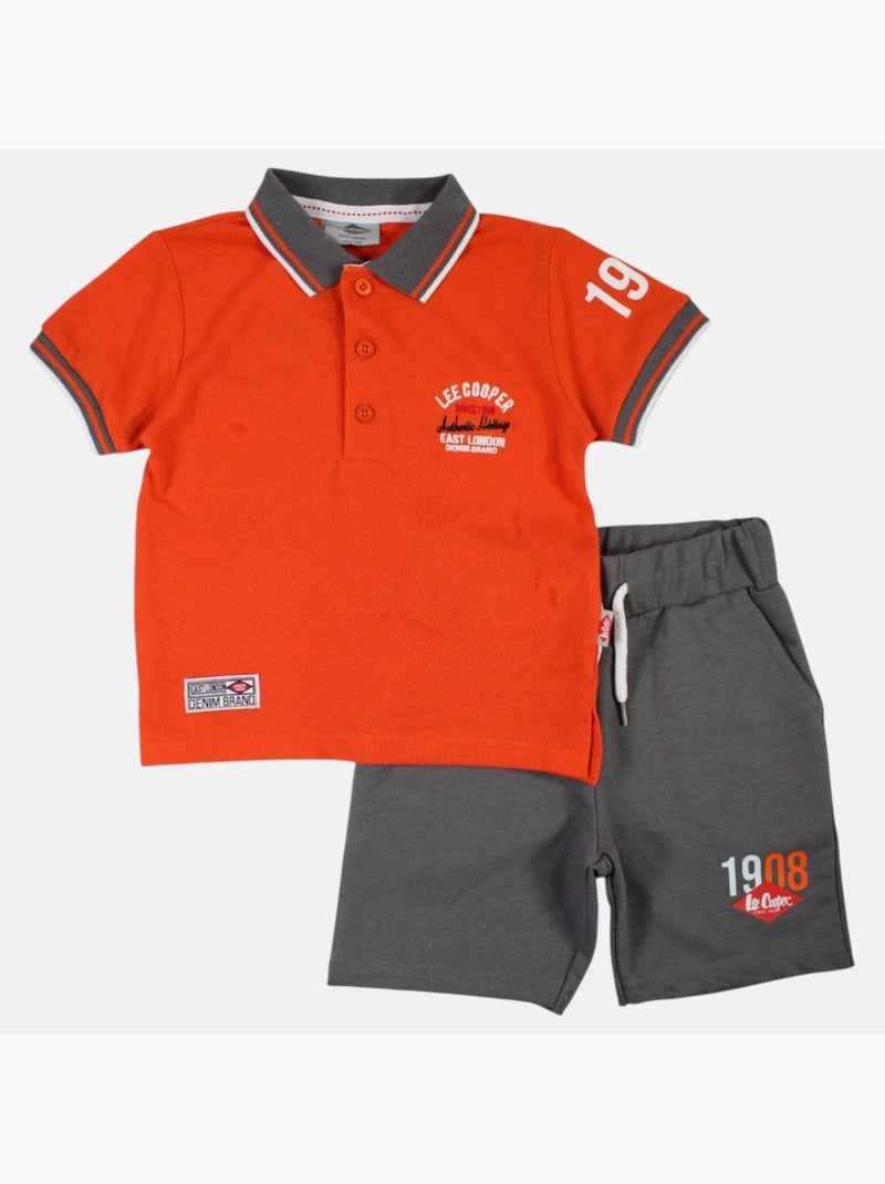 Lee Cooper - Conjunto polo y short bebé niño Naranja - Kiabi