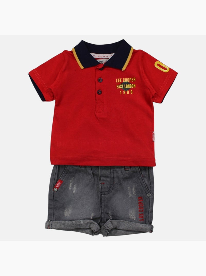 Lee Cooper - Conjunto polo y short bebé Rojo - Kiabi
