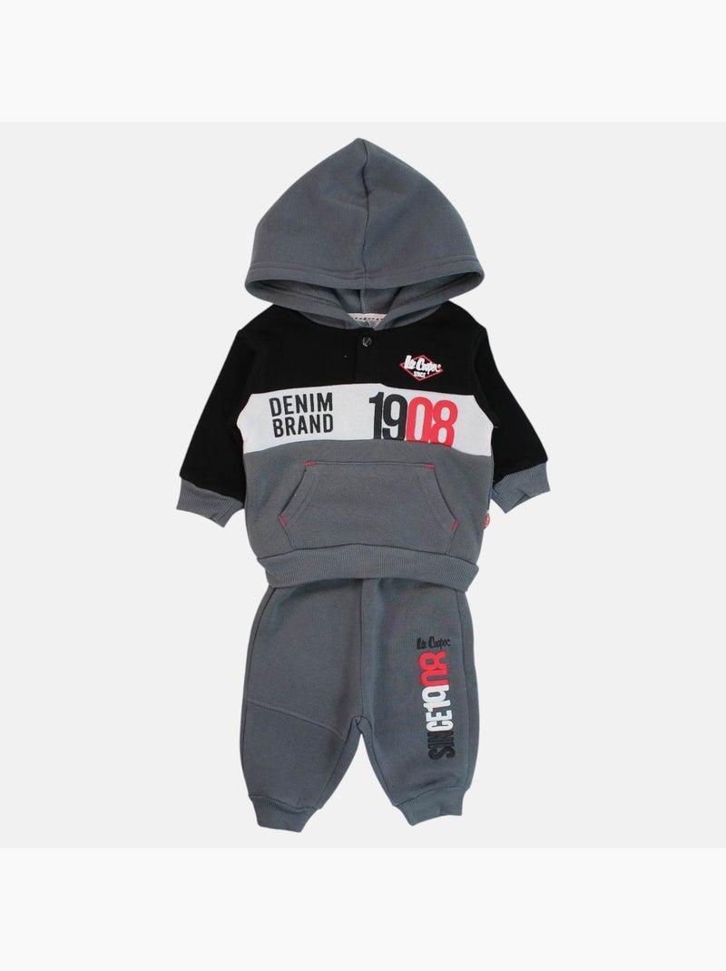 Lee Cooper - Conjunto sudadera con capucha y pantalón de jogging bebé Gris oscuro - Kiabi