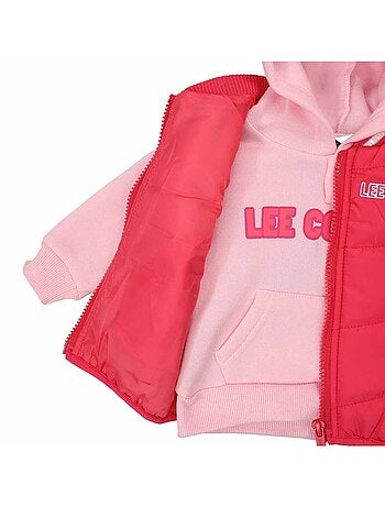 Lee Cooper - Conjunto sudadera con capucha y pantalón de jogging con plumífero bebé niña