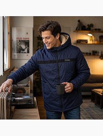 Lee cooper - parka de hombre con capucha sherpa