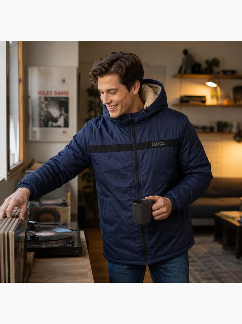 Lee cooper - parka de hombre  con capucha sherpa Azul marino - Kiabi