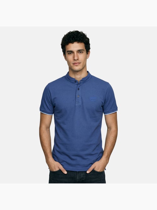 Lee Cooper - Polo hombre azul manga corta cuello mao - Kiabi