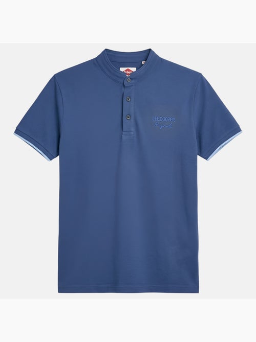 Lee Cooper - Polo hombre azul manga corta cuello mao - Kiabi