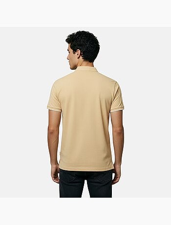 Lee Cooper - Polo hombre beige manga corta cuello mao
