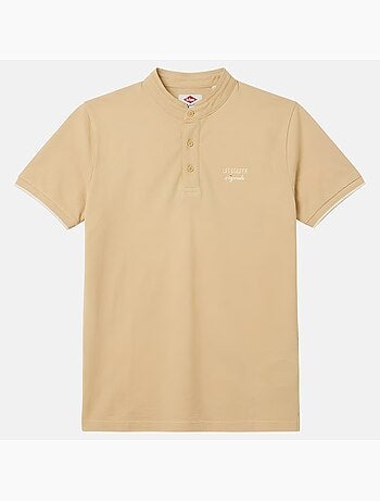 Lee Cooper - Polo hombre beige manga corta cuello mao