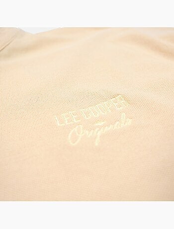 Lee Cooper - Polo hombre beige manga corta cuello mao