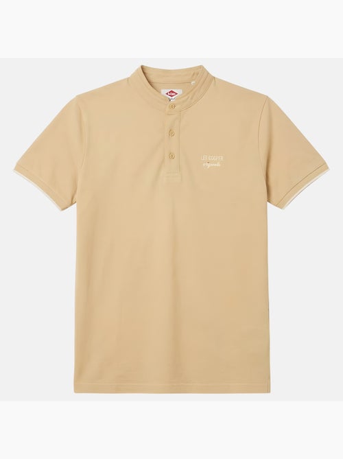 Lee Cooper - Polo hombre beige manga corta cuello mao - Kiabi