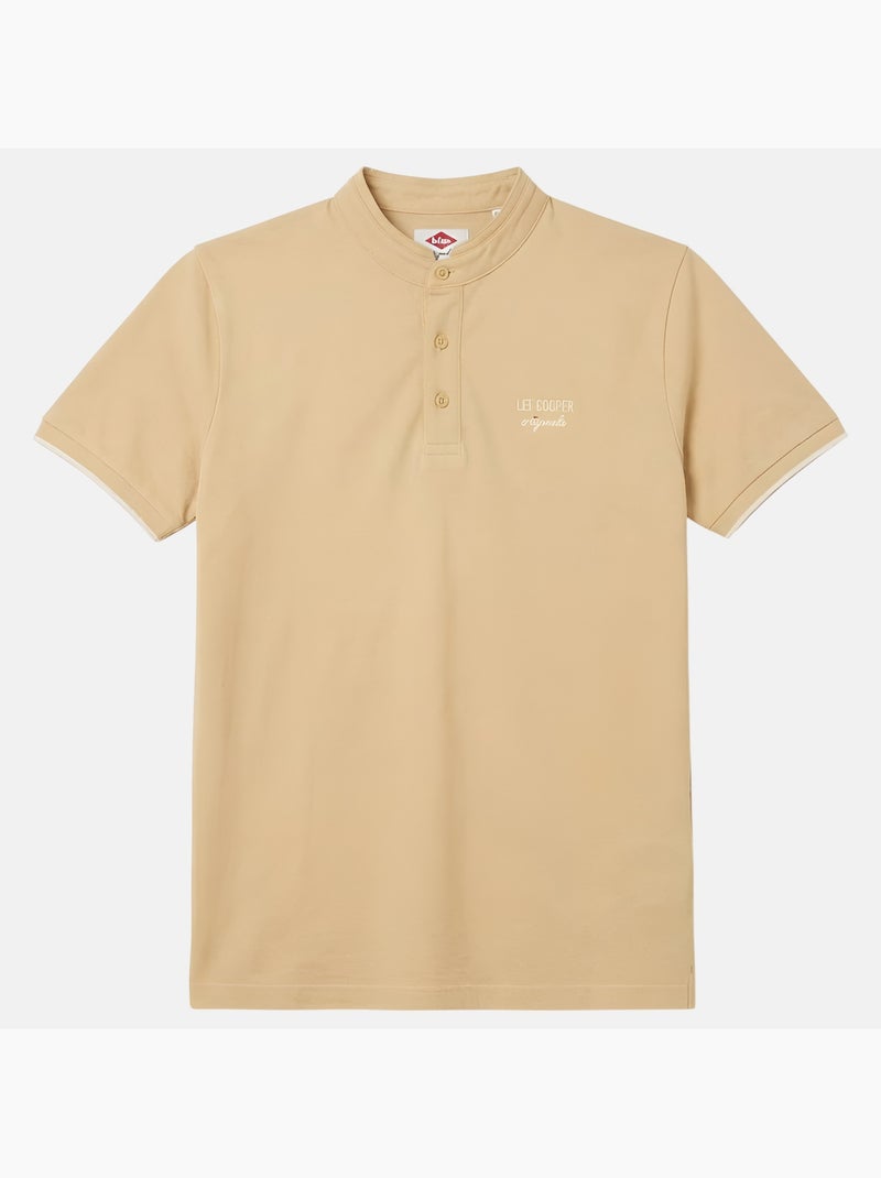 Lee Cooper - Polo hombre beige manga corta cuello mao Beige - Kiabi