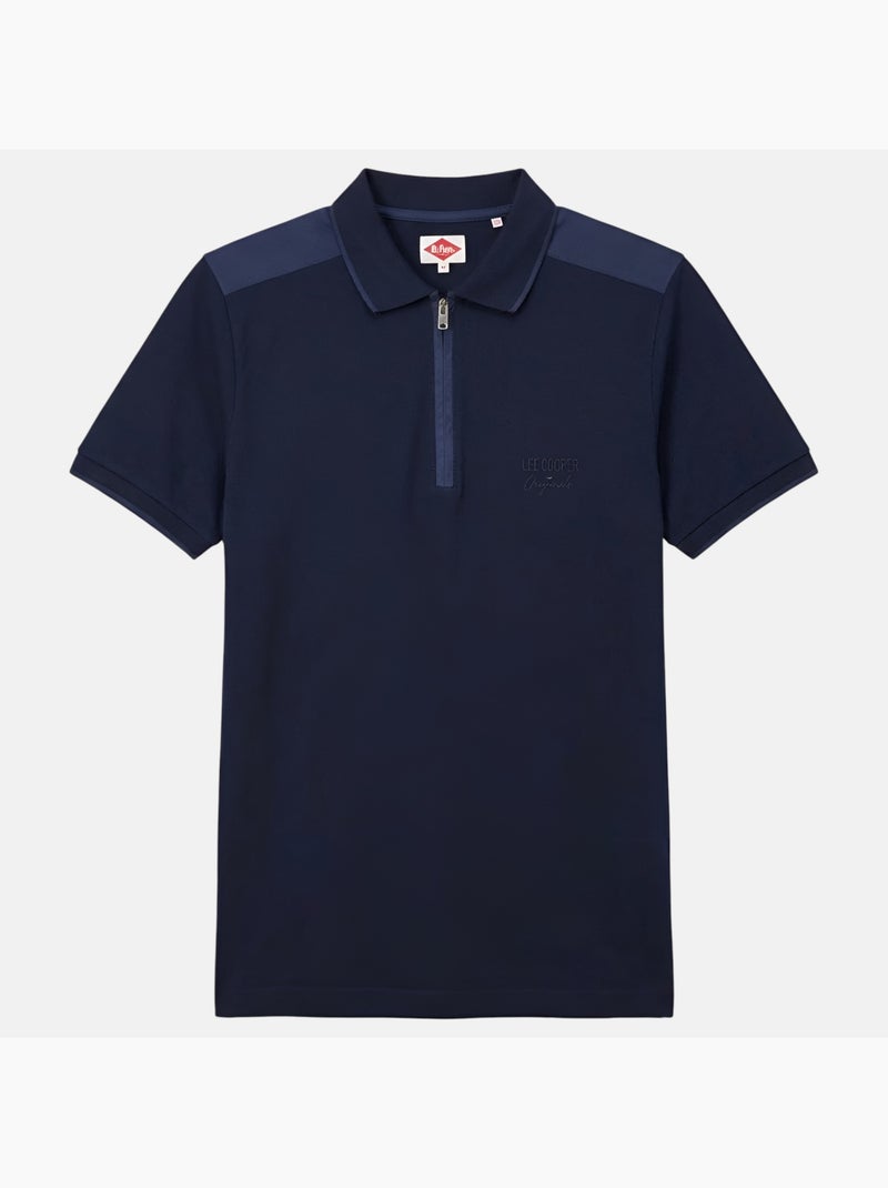 Lee Cooper - Polo hombre de manga corta con cuello con cremallera Azul marino - Kiabi